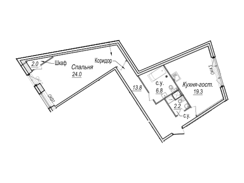 1-комнатная квартира 68.1 м², 3/8 эт., Комплекс апартаментов «Meltzer Hall»